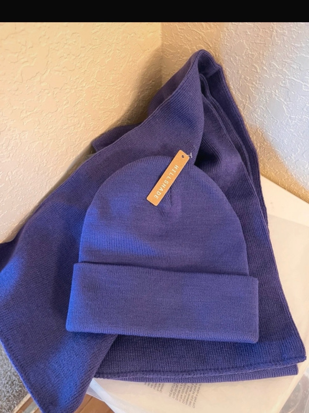 Hillshade Purple Knit Beanie and Scarf Set - New